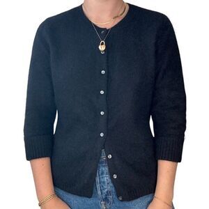 Vintage 90s Apostrophe Black Angora Blend Soft Fuzzy Fluffy Cardigan Sz L